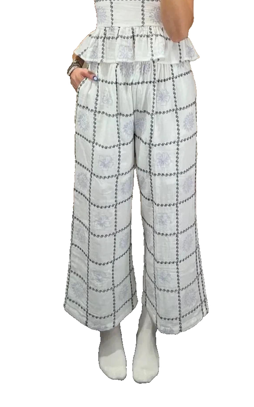 M&S ultimate outfits summer wide leg cotton pants 12-13 years A009339